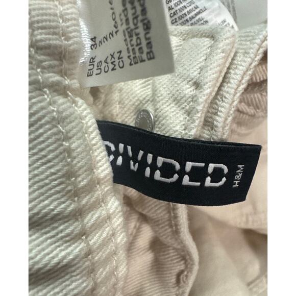 H&M Divided Cream Wide Leg Cargo Jeans Size 2 (EUR 34 - Picture 5 of 7